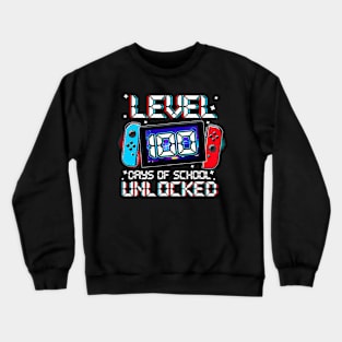 Level 100 Days Of School Unlocked Gamer Video Games Boys Crewneck Sweatshirt